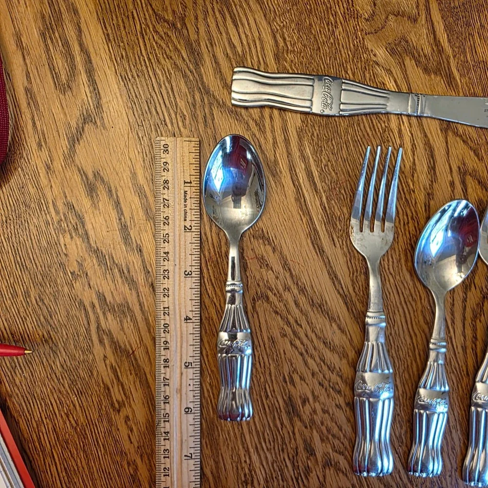 Gibson Coca-Cola Stainless Steel‎ Flatware Set 8pc Bottle Handle Vintage Style